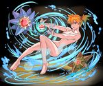  barefoot bubbles cosmo_(pixiv12140406) green_eyes kasumi_(pokemon) nude orange_hair poke_ball pokemon side_ponytail starmie staryu 