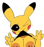4_fingers anthro areola barbell_piercing big_areola big_breasts black_clothing black_ear_tips black_sclera black_shirt black_topwear breasts bust_portrait clothing collarbone digital_drawing_(artwork) digital_media_(artwork) dipstick_ears ear_markings female female_anthro fingers flashing flashing_breasts front_view fur generation_1_pokemon multicolored_ears nintendo nipple_barbell nipple_piercing nipples one_eye_closed piercing pikachu pokemon pokemon_(species) portrait pupils red_cheeks shirt shirt_in_mouth simple_background smile solo topwear white_background white_pupils wink xarop77 yellow_body yellow_fur