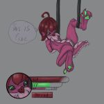 anthro avian bdsm beak bird bondage bound claws clitoral_hood demon digital_media_(artwork) dragon feet female fur gameplay_mechanics genitals gui hair health_bar hell_phoenix hi_res hybrid kaonari lizard mythological_creature mythological_scalie mythology nude pawpads paws reptile scalie sehari_(character) simple_background solo spread_legs spreading straps submissive tail text thought_bubble toes