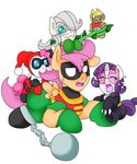  age_regression avian baby batman_(series) bird blackbewhite2k7 catwoman crossover equine fluttershy_(mlp) friendship_is_magic harley_quinn horse mammal my_little_pony parody poison_ivy rarity_(mlp) robin scootaloo_(mlp) young 