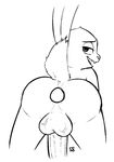  2016 alec8ter anthro balls bedroom_eyes bent_over black_and_white butt buttplug crossgender disney half-closed_eyes judy_hopps lagomorph looking_at_viewer male mammal monochrome nude penis presenting presenting_hindquarters rabbit raised_tail rear_view seductive sex_toy simple_background smile vein veiny_penis white_background zootopia 