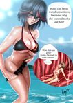  artist_name artist_request english giantess highres kill_la_kill mankanshoku_mako matoi_ryuuko multicolored_hair multiple_girls stomach topless vore 