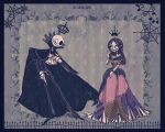 1boy 1girl darkjack618 gloves highres jack_skellington jacket long_hair long_sleeves looking_at_viewer male_focus pinstripe_pattern pinstripe_suit sally_(nbc) short_hair skeleton smile solo stitches striped_clothes suit the_nightmare_before_christmas vest white_hair 