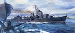  autocannon boat cannon destroyer imperial_japanese_navy koizumi_kazuaki_production military military_vehicle no_humans ocean ship signal_flag suzutsuki_(destroyer) turret warship watercraft yamato_(battleship) 