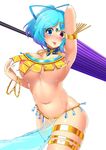  alternate_breast_size alternate_costume alternate_hairstyle areola_slip areolae arm_up armlet armpits belly blue_eyes blue_hair blush bouncing_breasts bracelet breasts cleavage closed_umbrella cowboy_shot dancer dancing detached_collar forehead_jewel gradient_hair hatchet heterochromia highres hitotsuki_nebura jewelry large_breasts looking_at_viewer multicolored_hair navel no_bra nose_blush oriental_umbrella pelvic_curtain ponytail purple_hair red_eyes revealing_clothes sarong see-through short_hair simple_background solo sparkle sweat tatara_kogasa thighlet tongue tongue_out touhou two-tone_hair umbrella underboob white_background 