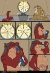2025 abdominal_bulge almost_fully_inside anthro anthro_pred anthro_prey belly big_belly black_stripes blue_eyes bodily_fluids breasts brown_body brown_hair brown_scales canid canine canis clessie_dreadwinter coalt comic dated dragon drooling english_text european_mythology eyes_closed female fully_inside fur furred_dragon furred_scalie grabbing_another green_eyes group hair hand_on_belly head_first head_in_mouth hi_res inside_stomach internal kharl_(rimentus) larger_pred male male/male male_pred male_prey mammal mythological_creature mythological_scalie mythology nipples nude oral_vore page_number pan partially_inside pecs red_body red_eyes red_fur rimentus saliva scales scalie sharp_teeth sitting sitting_on_ground size_difference soft_vore spinning stripes tail tail_grab tan_body tan_fur teeth text trio vore western_dragon wheel wingless_dragon wolf