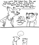  anthro canine clothed clothing comic denied dialogue disney dress duo english_text female fox gideon_grey grin jewelry male mammal mature_female monochrome mrs._wilde necklace nobody_(artist) oblivious seductive sharp_teeth teeth text zootopia 