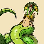  belly big_breasts big_butt blush breasts butt canastus cassiopeia_(lol) coiling female green_scales jewelry lamia league_of_legends long_tail monster_girl pushup_bra reptile scales scalie sitting_on_tail snake solo video_games wide_hips yellow_eyes 