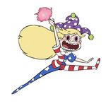  :d blonde_hair clownpiece crossover hat image_sample jester_cap jumping long_hair open_mouth pantyhose parody pixiv_sample red_eyes ruukii_drift smile solo star_butterfly star_vs_the_forces_of_evil style_parody touhou 