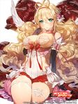  :o antenna_hair arm_at_side bad_id bad_pixiv_id bare_shoulders black_gloves blonde_hair blush bow bowtie breasts cleavage copyright_name corset covered_nipples elbow_gloves elua gloves gradient_hair hair_between_eyes hair_bow hairband hand_up large_breasts long_hair looking_at_viewer miniskirt multicolored_hair open_mouth original pink_bow pink_hair pink_neckwear pleated_skirt red_skirt side_cutout simple_background sitting skirt soccer_spirits solo sukja thigh_strap underbust very_long_hair wavy_hair white_background 