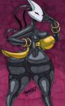 2025 4_fingers abstract_background absurd_res anthro arthropod artist_name big_breasts big_butt black_body black_skin bracelet breasts bubble_butt bulging_breasts butt cleavage clothed clothing curvy_figure empty_eyes eyelashes female fingers glistening glistening_body glistening_skin gold_(metal) gold_bracelet gold_jewelry graphite_(artwork) hi_res hollow_knight:_silksong hollow_knight_(franchise) huge_breasts huge_butt huge_hips huge_thighs insect jewelry leotard looking_back marker_(artwork) parasitedeath shakra_(hollow_knight:_silksong) solo team_cherry text thick_thighs traditional_media_(artwork) voluptuous voluptuous_anthro voluptuous_female watermark wide_hipped_anthro wide_hipped_female wide_hips yellow_clothing yellow_leotard