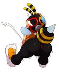  2016 ahegao amber_eyes anthro anus arthropod balls bee blush butt charmy_bee cum drooling half-closed_eyes hi_res insect male open_mouth orgasm rear_view saliva simple_background solo sonic_(series) sssonic2 tongue tongue_out white_background 