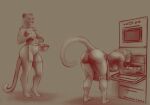 absurd_res alytarch anthro appliance baking bent_over big_breasts big_butt breasts butt cooking felid female fur hi_res kitchen_appliance leopard mammal oven pantherine signature simple_background smile solo tail thick_thighs wide_hips zoey_(alytarch)