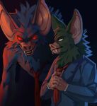 absurd_res animal_head animal_humanoid bat black_body black_fur clothed clothing dispatch emptity for_a_head fur hi_res humanoid humanoid_hands mammal mostly_nude necktie necktie_only red_eyes red_necktie solo sonar_(dispatch) white_eyes