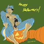  abs balls biceps blue_eyes blue_fur canine erection food fruit fur halloween holidays jeffpossible male mammal muscular muscular_male nipples nude pecs penis pumpkin simple_background solo wolf 