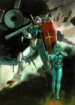  absurdres amuro_ray bazooka_(gundam) belt earth_federation_space_forces gun gundam highres holding holding_weapon mecha military_uniform non-web_source robot rx-78-2_gundam shield spacesuit weapon yasuhiko_yoshikazu 
