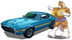  anthro big_breasts breasts car equine female gideon hair hat horse huge_breasts hyper hyper_breasts invalid_tag mammal muscular pose simple_background solo thumbs_up vehicle white_background 