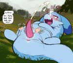  absurd_res anus belly_rub blue_body blue_eyes blue_fur blush bodily_fluids cheek_tuft chillet cum cum_on_face cum_on_self cumshot ejaculation erection facial_tuft feral fur genital_fluids genitals hands-free happy hi_res lying male mammal masturbation on_back open_mouth orgasm outside outside_masturbation pal_(species) palworld penis pocketpair prince-vulpine simple_background smile solo tail text tongue tuft 