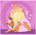 3_toes abstract_background absurd_res ambiguous_gender archived_source black_collar bodily_fluids border bubblepuppers clothed clothing cloud_emanata collar collar_tag diaper diaper_puff dotted_background drooling eeveelution emanata erika_(yuukari) feces feet feral flareon full-length_portrait generation_1_pokemon glistening glistening_body gradient_body gradient_tail grey_inner_ear heart_collar_tag heart_eyes heart_symbol hi_res hypnosis latex_body lock_symbol mind_control nintendo open_mouth open_smile orange_body pattern_background pink_border pink_diaper pokemon pokemon_(species) pooping portrait saliva simple_background smile soiled_diaper soiling soiling_diaper solo source_request spiral_background standing teeth three-quarter_view toes unclean_diaper used_diaper wearing_diaper yellow_body yuukari