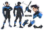  1boy batman_(series) belt black_bodysuit blue_bodysuit blue_mask bodysuit dc_comics dick_grayson eye_mask highres male_focus marvel marvel_rivals mask multicolored_bodysuit nightwing skcd_loen solo superhero_costume taut_bodysuit two-tone_bodysuit utility_belt 