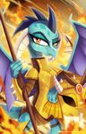  2016 anthro armor dragon eyelashes female fire friendship_is_magic helmet horn looking_at_viewer my_little_pony pepooni princess_ember_(mlp) scalie solo wings 