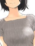  bad_id bad_pixiv_id black_hair breasts close-up collarbone head_out_of_frame highres matsuda_hikari medium_breasts original short_hair simple_background smile solo white_background 