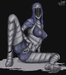  anus armor black_background blue_skin breasts dancer_of_the_boreal_valley dark_souls dark_souls_3 female gray-skull humanoid looking_at_viewer nipples pussy simple_background solo spread_pussy spreading video_games 
