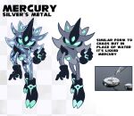  1boy commentary english_commentary full_body green_eyes hedgehog_boy humanoid_robot looking_at_viewer mecha mecha_focus mechanical_hair mechanization metal_skin no_humans non-humanoid_robot photo-referenced possiblyk9 robot robot_animal silver_the_hedgehog solo sonic_(series) sonic_the_hedgehog_(2006) 