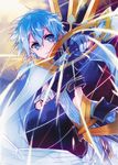  adapted_costume alternate_costume blue_eyes blue_hair bow_(weapon) gloves jianmo_sl scarf short_hair sinon solo sword_art_online weapon 