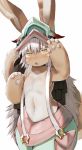  1other brown_eyes furry made_in_abyss nanachi_(made_in_abyss) nukochi open_mouth rabbit solo white_hair 
