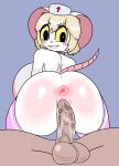 anthro anus areola balls big_breasts big_butt big_ears blonde_hair blush blush_stickers breasts butt clothing duo female genitals grin hair hat headgear headwear hi_res legwear looking_back lorna_(terrible_mouse) male male/female mammal mouse murid murine nurse_clothing nurse_hat nurse_headwear penis pigtails rodent savagensfw sex smile tail terrible_mouse thigh_highs vaginal vulva yellow_sclera