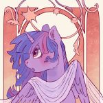 1:1 bed_sheet bedding blush equid equine fabric female feral friendship_is_magic hasbro hi_res horn looking_offscreen mammal my_little_pony mythological_creature mythological_equine mythology plant solo tearyeyedanimal twilight_sparkle_(mlp) vines winged_unicorn wings