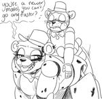  all_fours anal anal_penetration animatronic anthro bear blush crossgender doggystyle english_text eyes_closed female five_nights_at_freddy&#039;s five_nights_at_freddy&#039;s_2 freddy_(fnaf) from_behind_position fucked_silly hat larger_female machine male male/female mammal penetration robot sex size_difference smaller_male text toy_freddy_(fnaf) unnecessaryfansmut video_games 