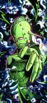  1other absurdres artist_name aura colored_skin commentary english_commentary glowing glowing_eyes green_skin highres howler's_stand jojo_no_kimyou_na_bouken looking_at_viewer noonvincent other_focus pink_eyes solo stand_(jojo) the_jojolands upper_body 