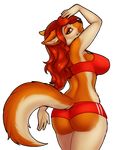  alpha_channel anthro armpits breasts butt canine female looking_at_viewer looking_back mammal porin simple_background smile solo tight_clothed transparent_background 