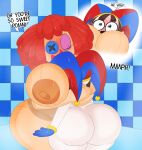 3barts 4_fingers animate_inanimate areola aroused aroused_smile bathing bathroom bathtub big_areola big_breasts big_butt blush breast_jiggle breast_size_difference breast_smother breasts butt butt_jiggle butt_size_difference checkered checkered_wall doll duo english_text eyes_closed female fingers flustered glitch_productions hair hi_res hug huge_breasts huge_butt humanoid jiggling living_doll living_toy mitten_hands muffled nipples not_furry nude nude_female pomni_(tadc) rag_doll_(toy) ragatha_(tadc) scribble_eyes showering showering_together smile smothering speech_bubble standing surprised text the_amazing_digital_circus thick_thighs tile tile_wall wall_(structure) water wet wet_body wet_hair