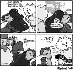 2025 anthro black_text bodily_fluids bottomwear breath canid canine canis character_request cheek_tuft clothing comic comic_panel digital_drawing_(artwork) digital_media_(artwork) domestic_dog ellipsis english_text eyes_closed facial_tuft felid female female/female fluffy frown fur grey_bottomwear grey_clothing group guitar_case hi_res highlandkall holding_object hunched_over leg_tuft li_(highlandkall) looking_at_another looking_at_partner mammal monochrome moving moving_boxes naomi_(highlandkall) offering_help pangolin pantherine panting pawpads pomeranian pseudo_hair quotation_marks romantic romantic_couple scale_hair scales shirt shorts signature spitz strong_female struggling_to_lift suitcase sweat sweatdrop text tiger topwear trio tuft white_body white_clothing white_ears white_fur white_hands white_inner_ear white_legs white_shirt white_topwear worried