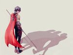  1boy back bart_allen cape dc_comics death impulse kon-el red_robin silhouette staff standing superboy tim_drake trio weapon young_justice 