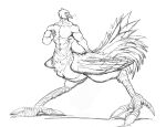 after_transformation avian avian_taur bird bluebird chocobo eastern_bluebird final_fantasy gingatokkyu hi_res male muscular muscular_male neptune_mereaux oscine passerine square_enix taur thrush_(bird) transformation