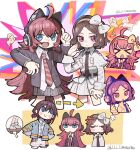  >_< 3girls absurdres accessories_switch ahoge anger_vein animal_ear_headphones animal_ears arrow_(symbol) bang_dream! bang_dream!_girls_band_party! black_necktie blue_eyes blue_jacket blush brown_hair closed_mouth commentary_request diagonal-striped_clothes diagonal-striped_necktie dress ebizuka_tomo fake_animal_ears fang girls_band_cry grey_hair grey_skirt headphones height_difference highres iseri_nina jacket llllwewewe long_hair long_sleeves low_twintails multiple_girls necktie open_clothes open_jacket open_mouth pink_eyes pink_hair plaid_clothes plaid_skirt puff_of_air red_necktie short_hair short_twintails shorts skirt striped_clothes tamade_chiyu trait_connection twintails white_dress white_shorts 