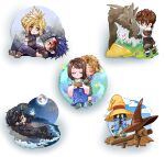  1girl 6+boys amaro_(ff14) aqua_eyes ardbert_hylfyst armor bare_shoulders beach beard belt black_armor black_cloak black_hair black_mage_(final_fantasy) black_overalls blonde_hair blood blood_on_clothes blood_on_face blue_coat blue_sky boots border brown_belt brown_boots brown_eyes brown_hair brown_hat buster_sword chibi chibi_only clive_rosfield cloak closed_eyes cloud_strife coat crisis_core:_final_fantasy_vii cross_scar crying detached_sleeves dragon dying facial_hair final_fantasy final_fantasy_ix final_fantasy_vii final_fantasy_x final_fantasy_xiv final_fantasy_xvi full_body full_moon fur-trimmed_boots fur-trimmed_coat fur_trim gradient_sleeves hair_between_eyes hair_slicked_back hat highres holding holding_sword holding_weapon hug hug_from_behind japanese_clothes long_skirt lying medium_hair moon multiple_boys nontraditional_miko ocean on_back overalls panties pants pauldrons pleated_skirt popcorncomet purple_pants purple_shirt rain red_vest scar scar_on_cheek scar_on_face seto_(ff14) shirt short_hair shoulder_armor sideburns skirt sky sleeveless sleeveless_turtleneck spiked_hair striped_clothes striped_panties suspenders sword tidus turtleneck underwear vest vivi_ornitier weapon white_border wide_sleeves wizard_hat yellow_eyes yuna_(ff10) zack_fair 