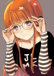  glasses headphones hijiri_ruka long_hair orange_hair persona persona_5 sakura_futaba smile solo 