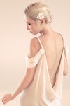  3d backless_dress backless_outfit bare_back blonde_hair closed_eyes dress eyeshadow hair_ornament haneto highres makeup original photorealistic short_hair solo 