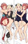  blonde_hair breasts brown_eyes dakimakura elise_(fire_emblem_if) fire_emblem fire_emblem_if full_body hairband highres looking_at_viewer multiple_girls multiple_views nipples nyatrix one-piece_swimsuit open_clothes purple_eyes pussy red_hair sakura_(fire_emblem_if) sample school_swimsuit small_breasts swimsuit twintails 