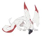 all_fours ambiguous_gender claws dragon feral fur furred_dragon furred_scalie furred_wings gagaga_ram hi_res hunched_over markings mythological_creature mythological_scalie mythology pawpads paws raised_wings red_markings robotic scalie screen screen_eyes screen_face solo spread_wings tail tail_tuft tapering_tail tuft white_body white_fur wings