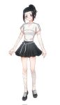  1girl arm_warmers black_hair black_shoes bleach bleach:_sennen_kessen-hen blue_eyes breasts commentary corrupted_twitter_file full_body highres kurosaki_karin miniskirt pleated_skirt shin_strap shoes silegesi skirt small_breasts solo white_arm_warmers 