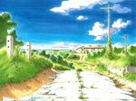  cloud day no_humans power_lines road rural scenery sky wallpaper yokohama_kaidashi_kikou 