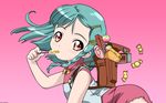  backpack bag bent_over braid brown_eyes candy flat_chest food green_hair hair_ornament hairclip highres negativezero rimone simoun sleeveless solo vector_trace wallpaper 