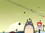  birds clouds ghibli powerlines sign sky tonari_no_totoro totoro whiskers 