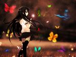  alastor_(shakugan_no_shana) black_hair bug butterfly insect kantoku sailor_collar_lift school_uniform serafuku shakugan_no_shana shana skirt thighhighs 